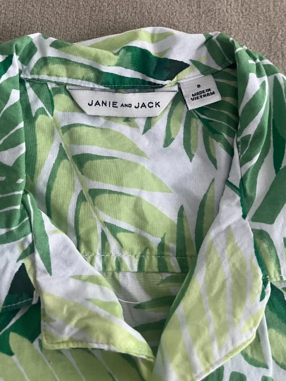 Janie and Jack Boys Green Shirt Short Sleeves Size 8